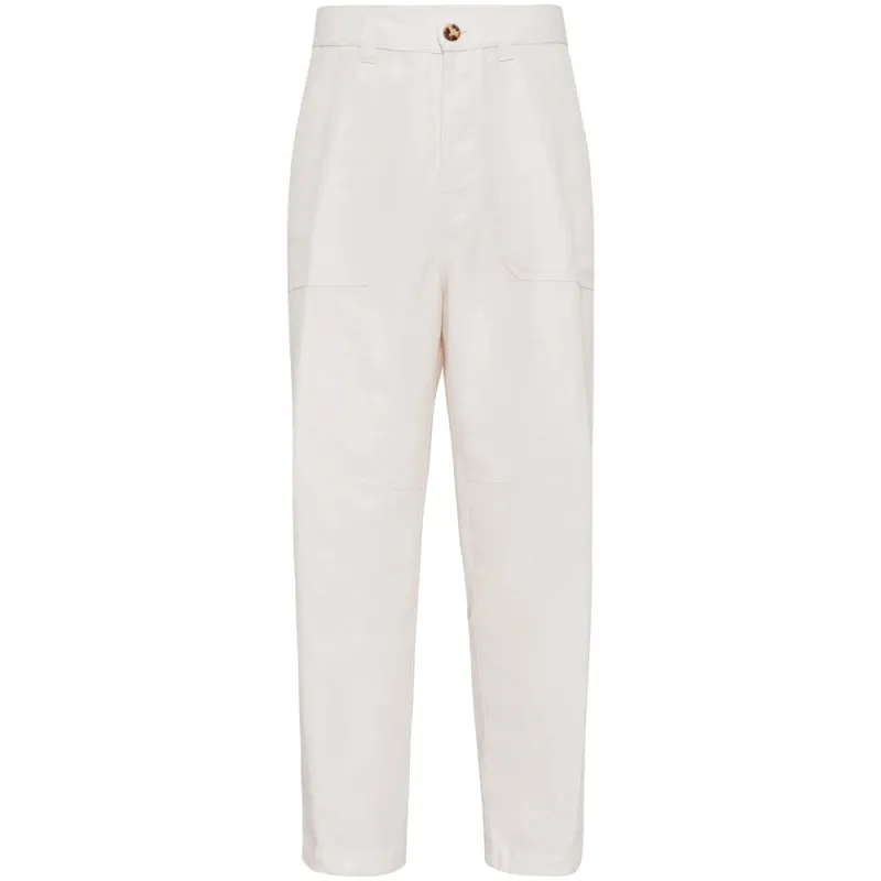 Trousers Cotton-Linen White made by Brunello Cucinelli