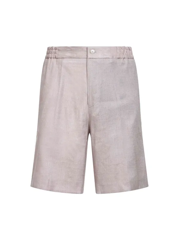 Beige Stretch Linen Blend Bermuda Shorts made by Etro