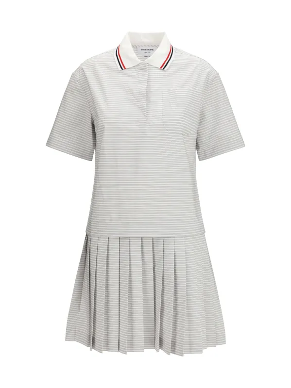 Cotton Polo Dress Medium Grey made by Thom Browne
