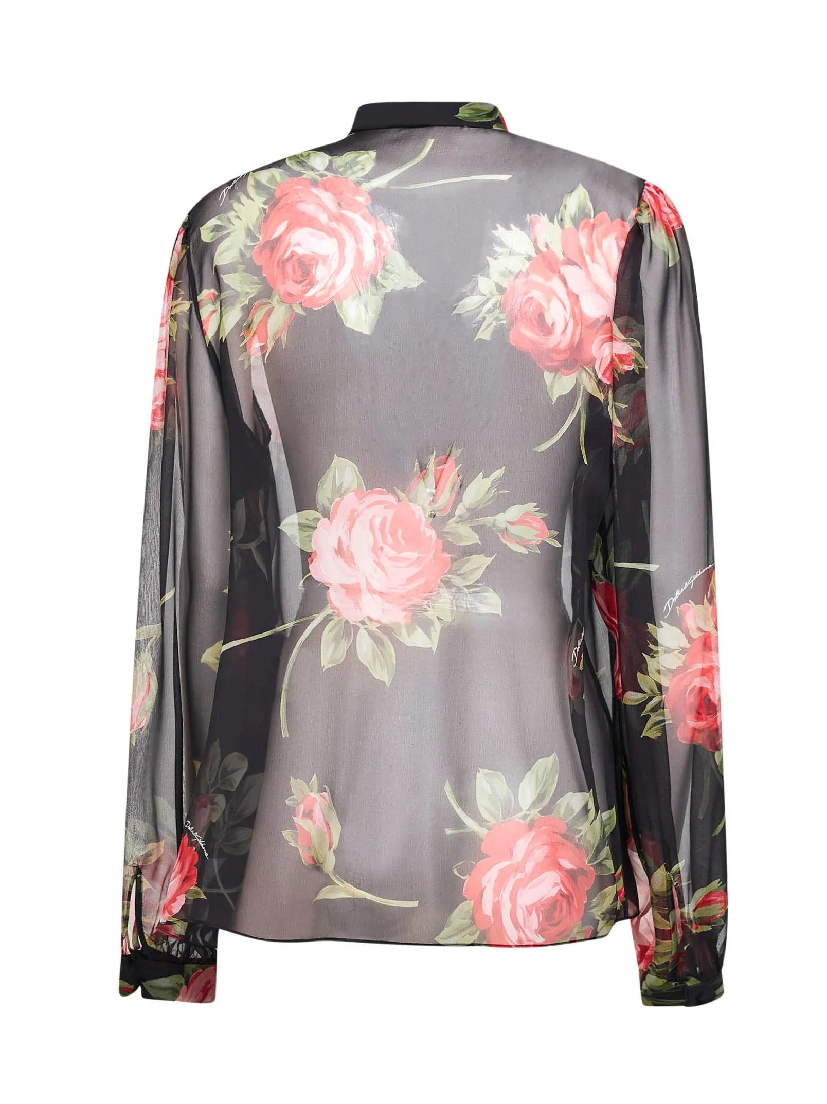 Black Rose Bouquet-Print Silk Chiffon Top sold by Lord & Taylor product image thumbnail 2