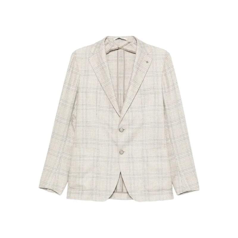 Beige Check Pattern Blazer made by Tagliatore