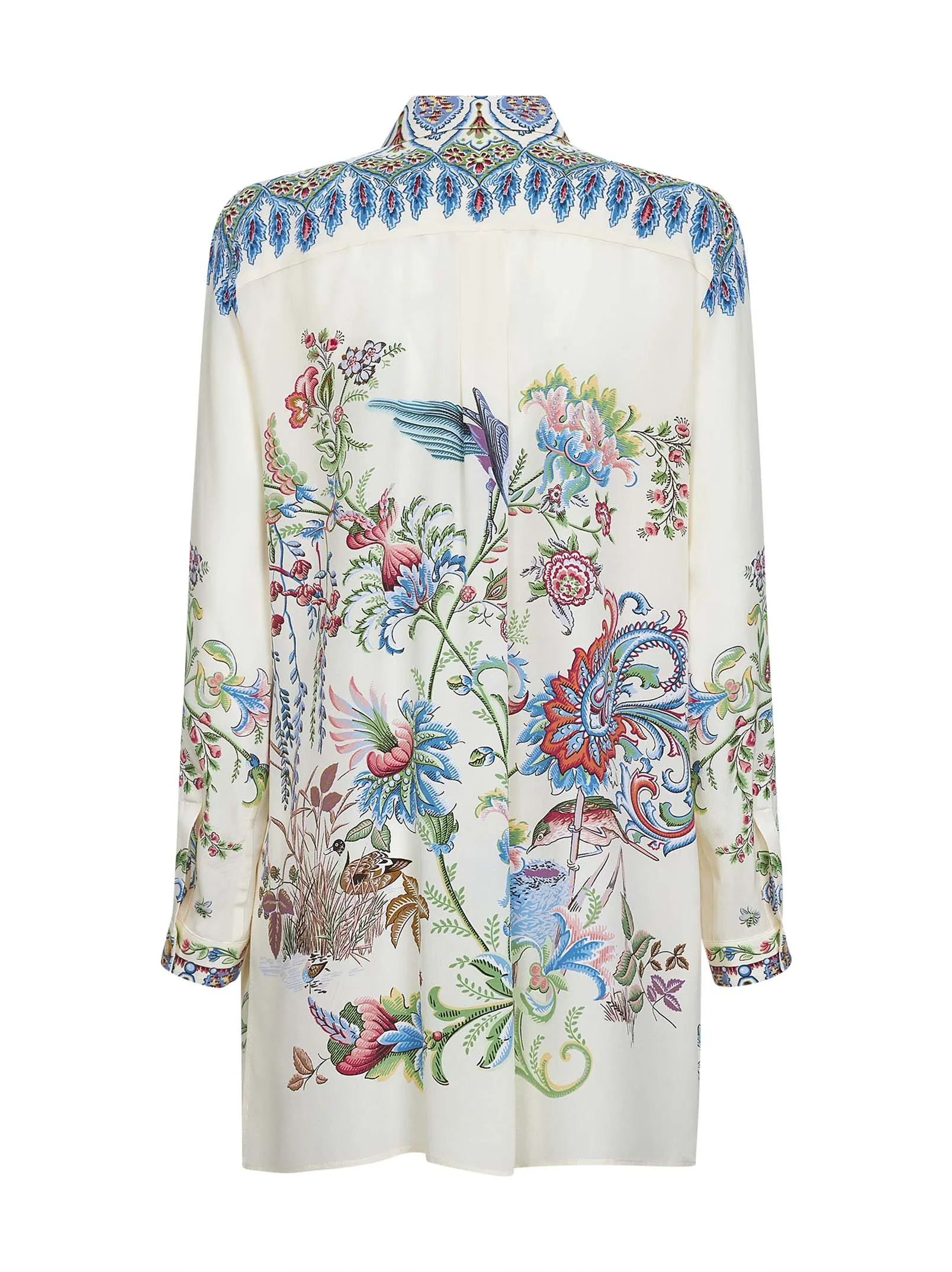 Cream Floral-Printed Silk Long Shirt sold by Lord & Taylor product image thumbnail 2