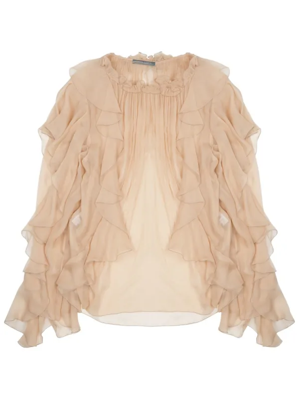 Silk Shirt in Beige made by Alberta Ferretti