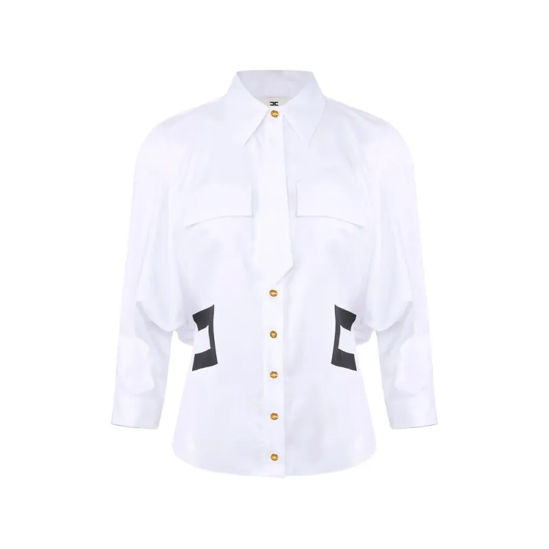 White Shirt with Logo Print made by Elisabetta Franchi