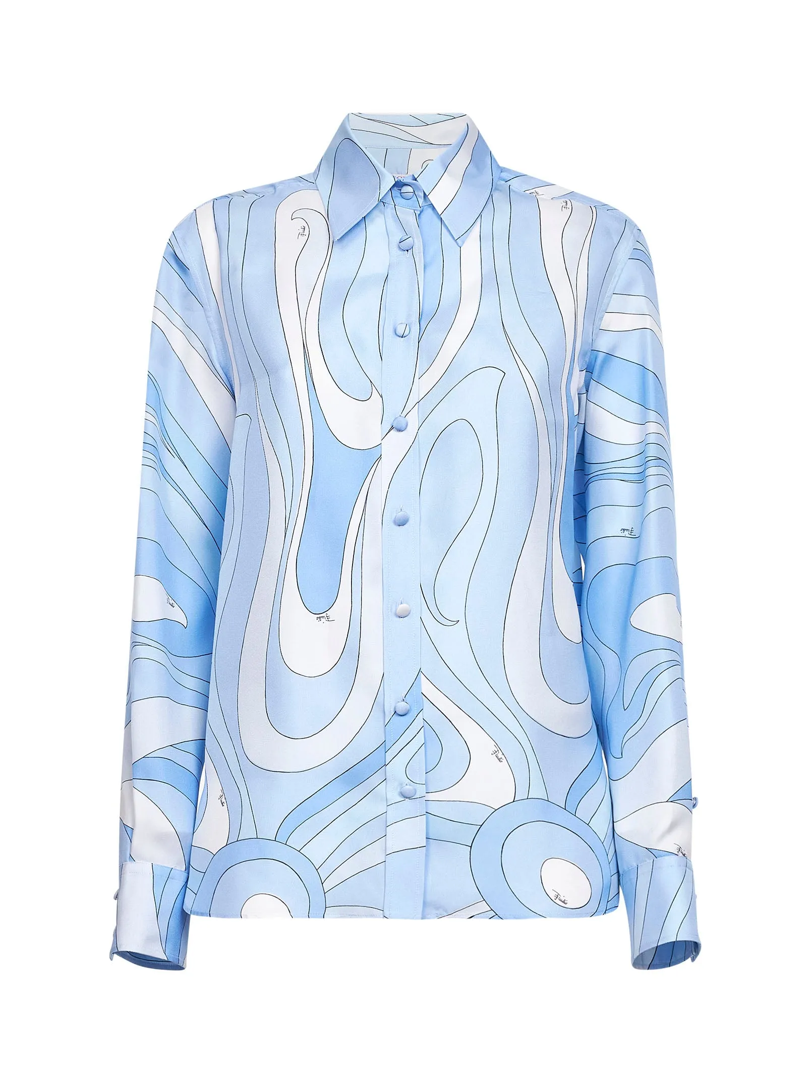 Shirt Marmo Print Silk Twill Light Blue sold by Lord & Taylor