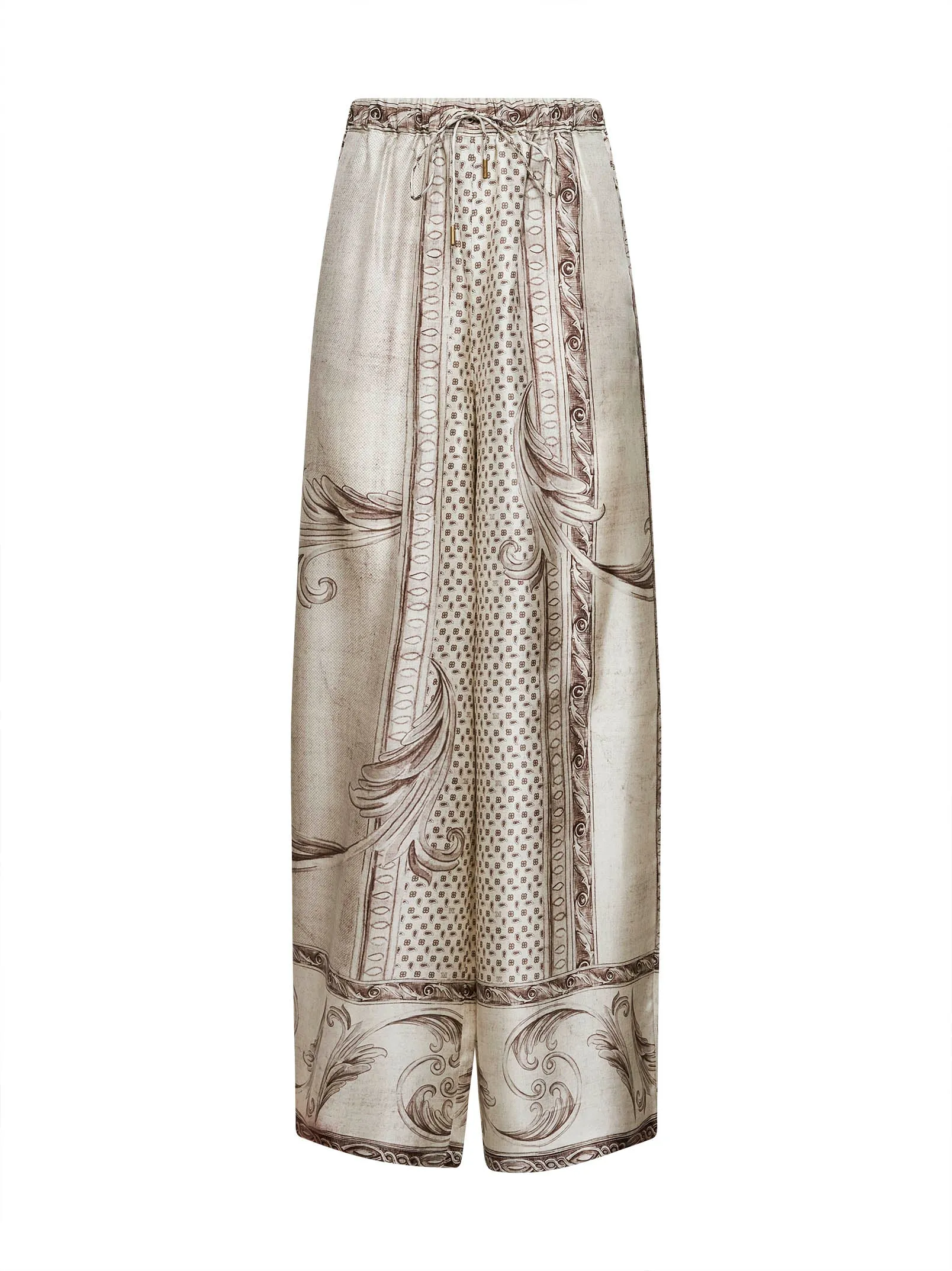 Ivory Printed Silk Twill Fluid Trousers sold by Lord & Taylor