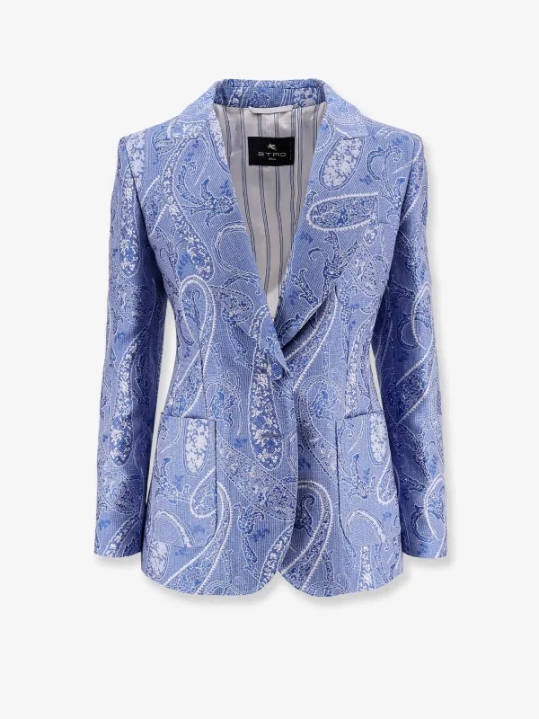 Silk Blend Single-Breasted Blazer made by Etro