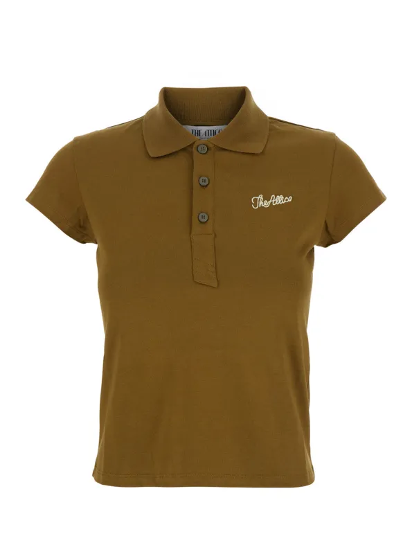 Green Polo Shirt with Classic Collar made by The Attico