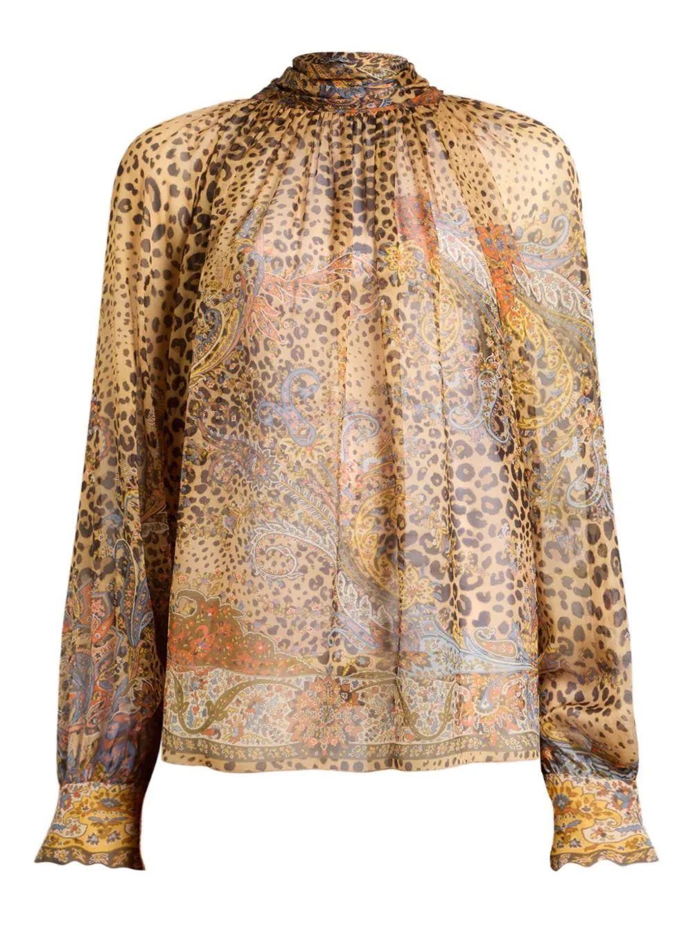 Blouse with Ruffled Collar Brown sold by Lord & Taylor