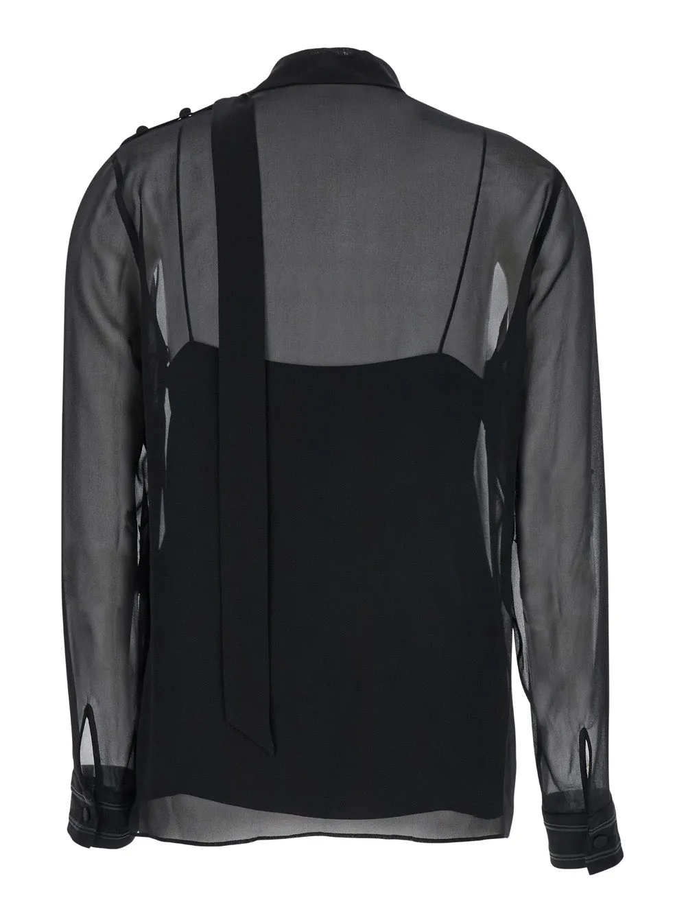 Black Silk Georgette Blouse with Bow Neck sold by Lord & Taylor product image thumbnail 2
