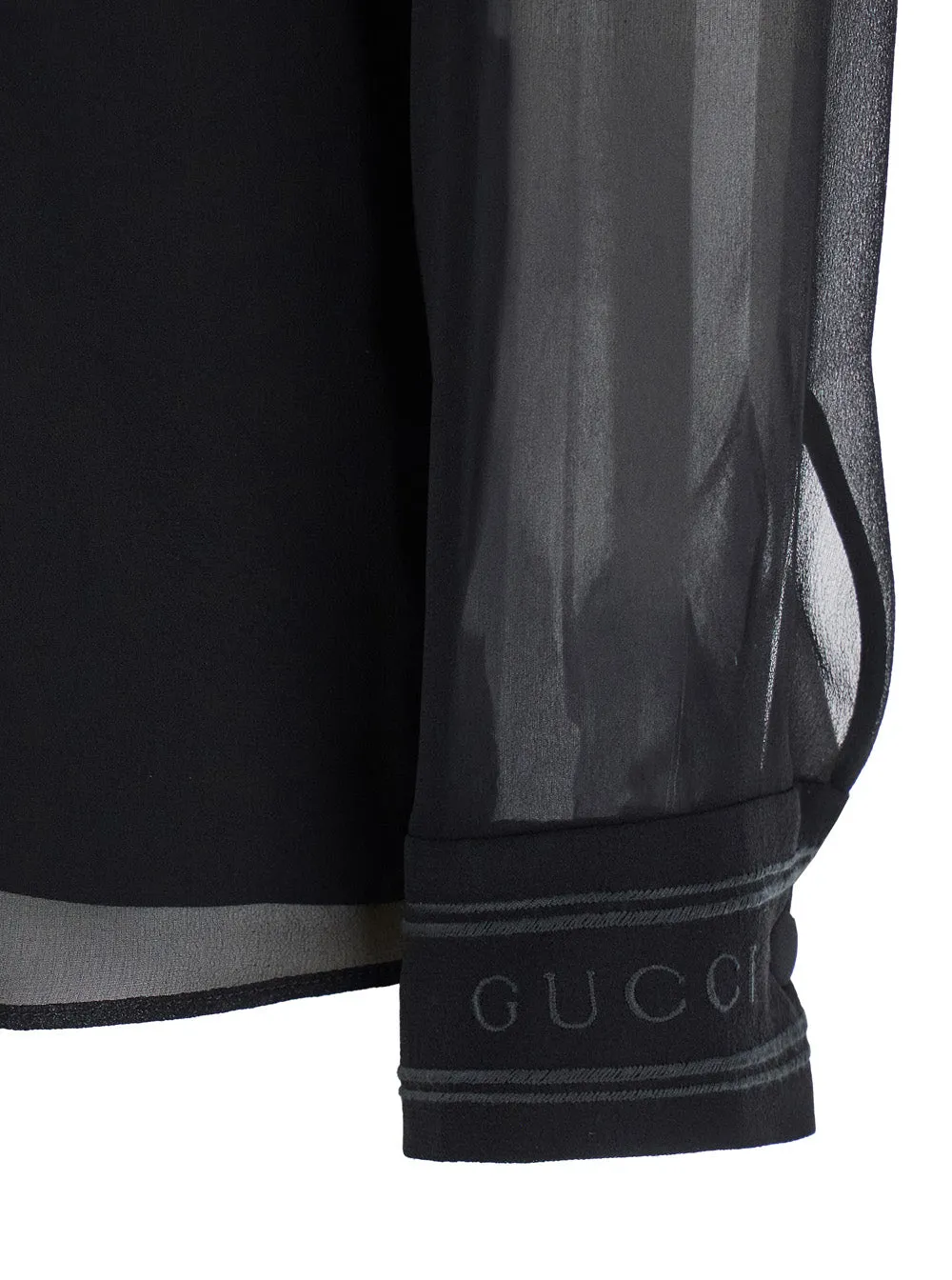 Black Silk Georgette Blouse with Bow Neck sold by Lord & Taylor product image thumbnail 3