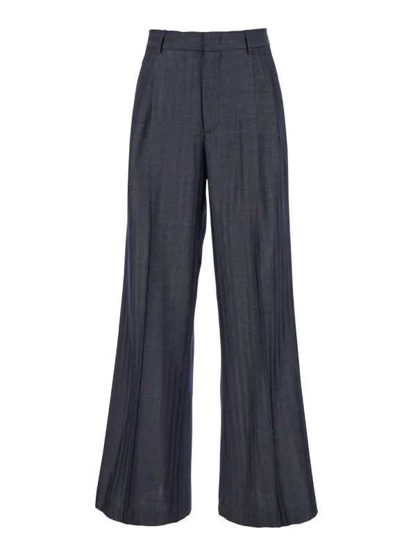 Grey Wide Pants with Concealed Closure made by Etro