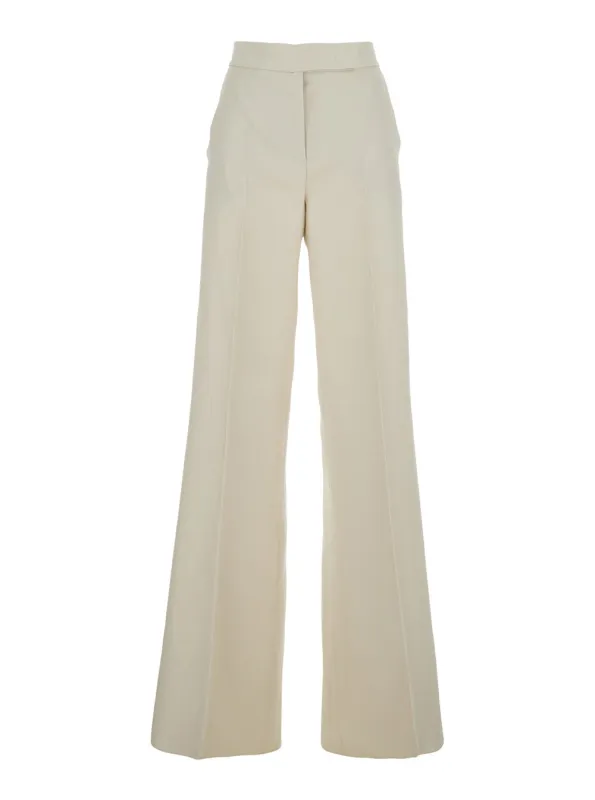 Trousers High-Waisted Linen Beige made by MaxMara