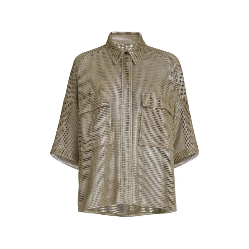 Leather Polo Shirt Green made by Brunello Cucinelli