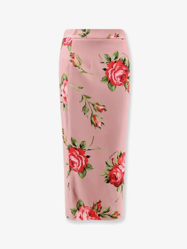 Floral Print Silk Long Skirt made by Dolce & Gabanna