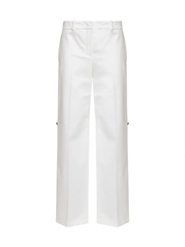 Canvas Straight-Leg Trousers White made by Fendi