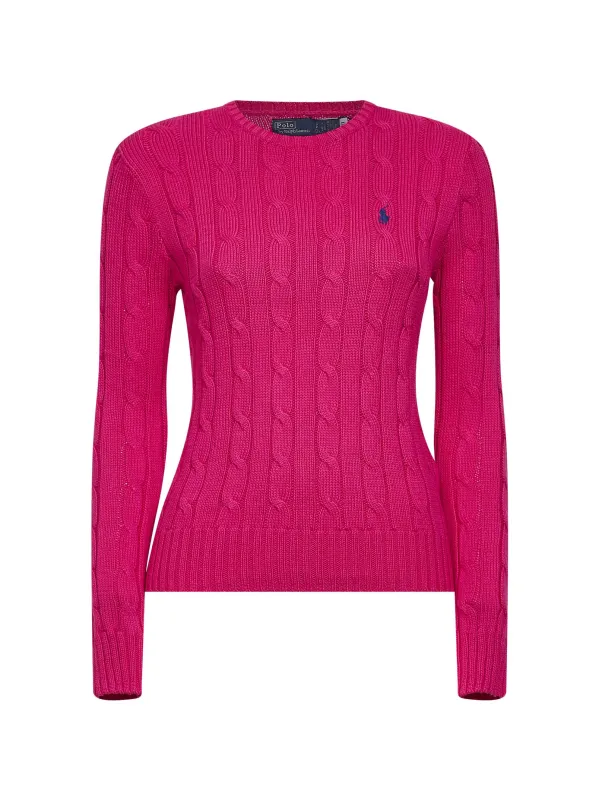 Accent Pink Cable-Knit Cotton Crewneck Sweater made by Polo by Ralph Lauren