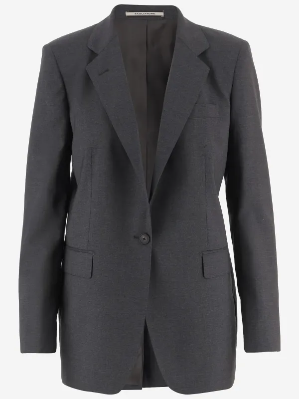 Stretch Wool Jacket Gray made by Tagliatore