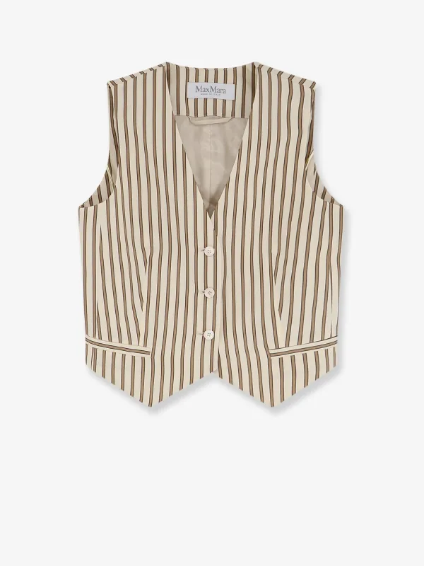 Vest Striped Cotton-Silk Beige made by MaxMara