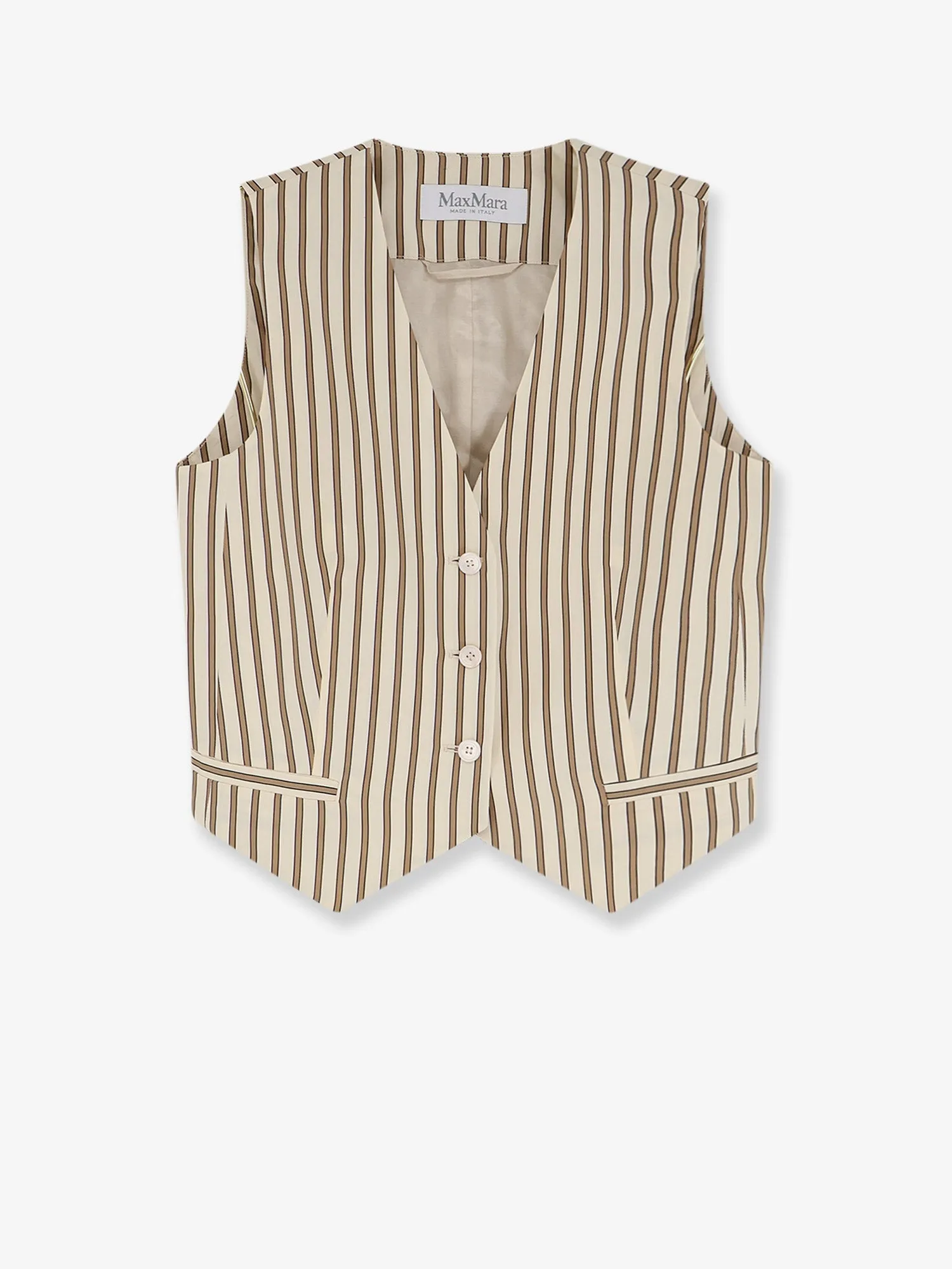 Vest Striped Cotton-Silk Beige sold by Lord & Taylor