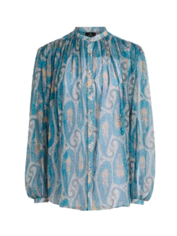 Blouse Light Blue Silk made by Etro