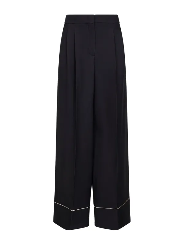 Black Wool and Silk Pajama-Style Trousers made by Fendi