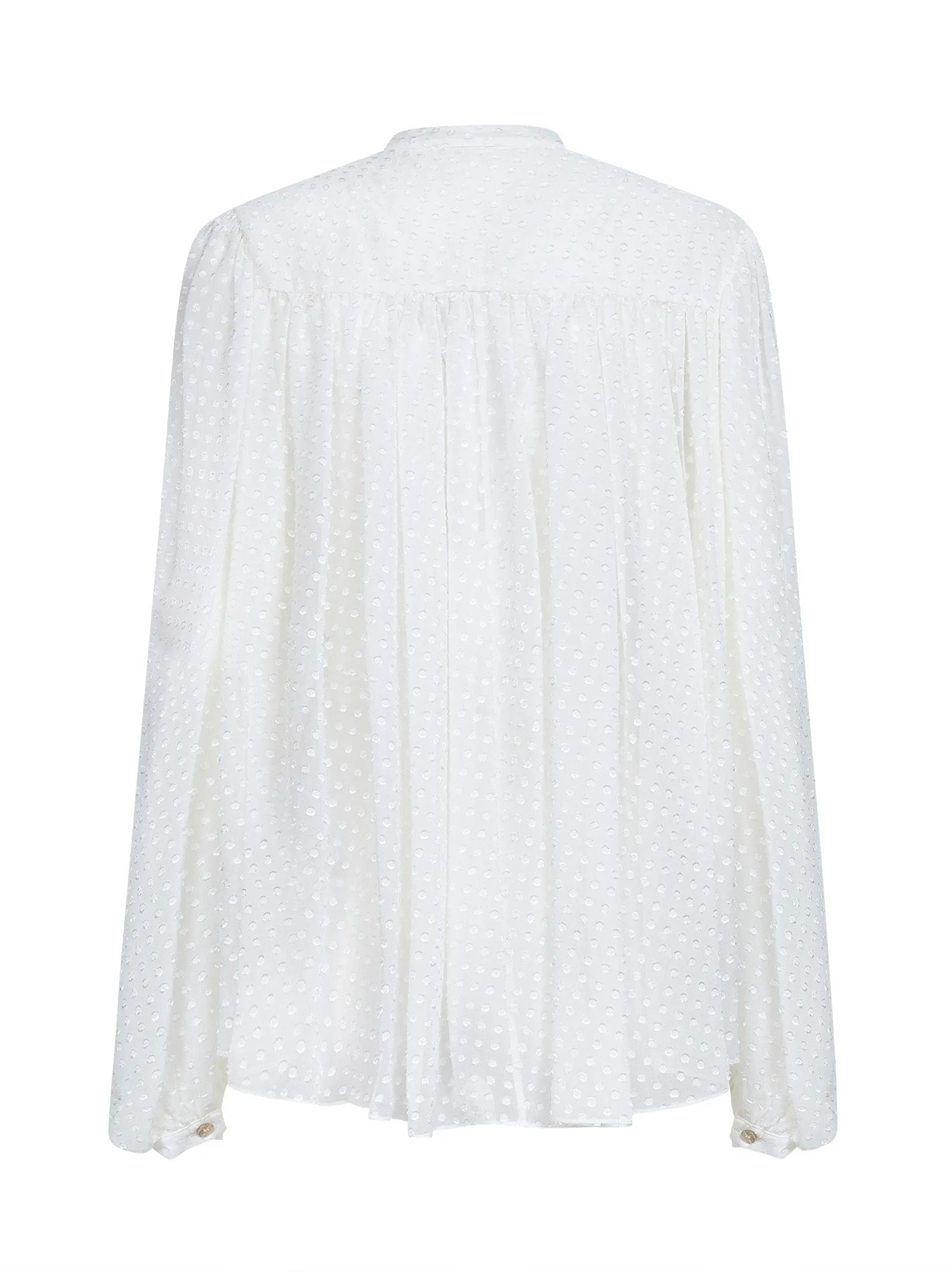 White Plumetis Silk Blend Gathered Shirt sold by Lord & Taylor product image thumbnail 2