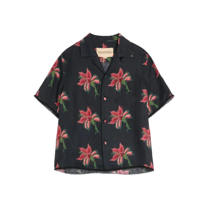 Shirt Floral Print Black made by Valentino