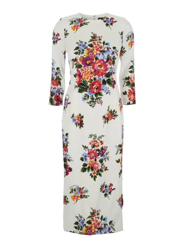 Midi Dress White Silk made by Dolce & Gabanna
