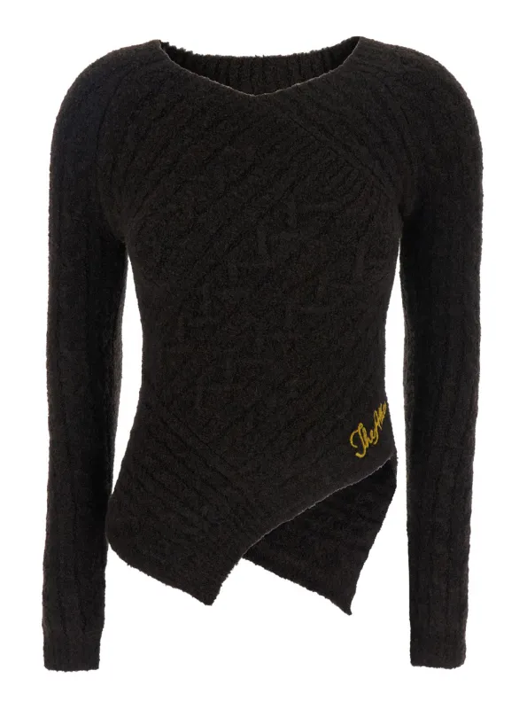 Brown Sweater with Asymmetrical Design made by The Attico