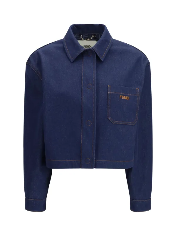 Cropped Denim Jacket Navy made by Fendi