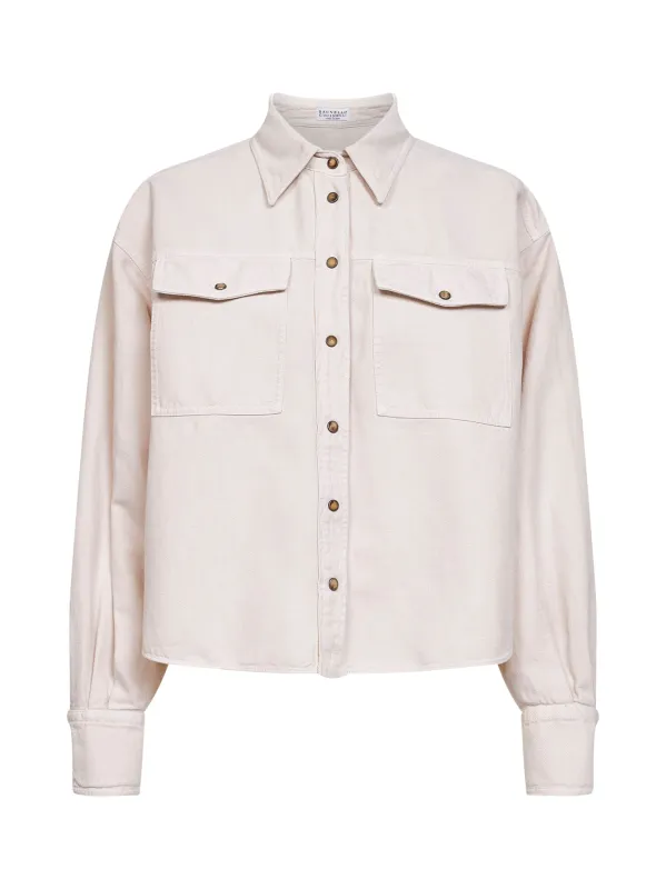 Shirt Chalk Ivory Cotton-Linen made by Brunello Cucinelli