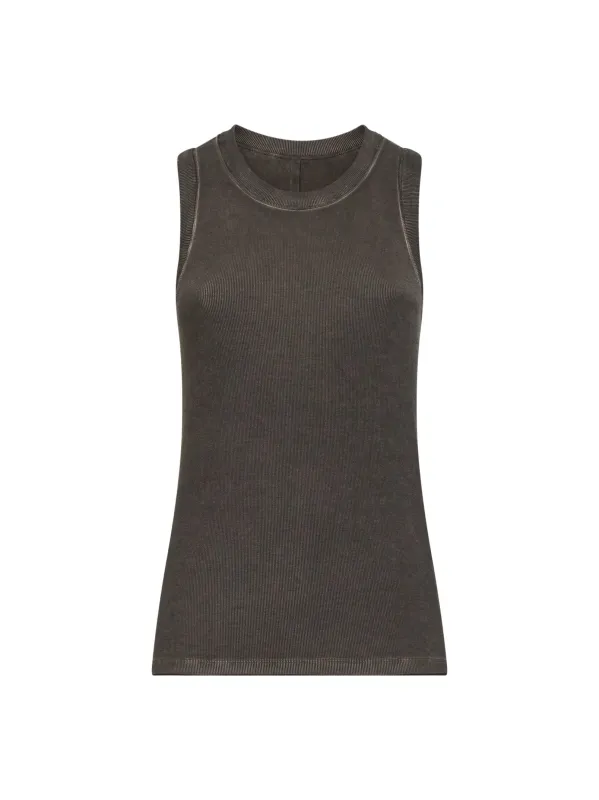 Grey Brown Washed Ribbed Jersey Top made by UMA WANG