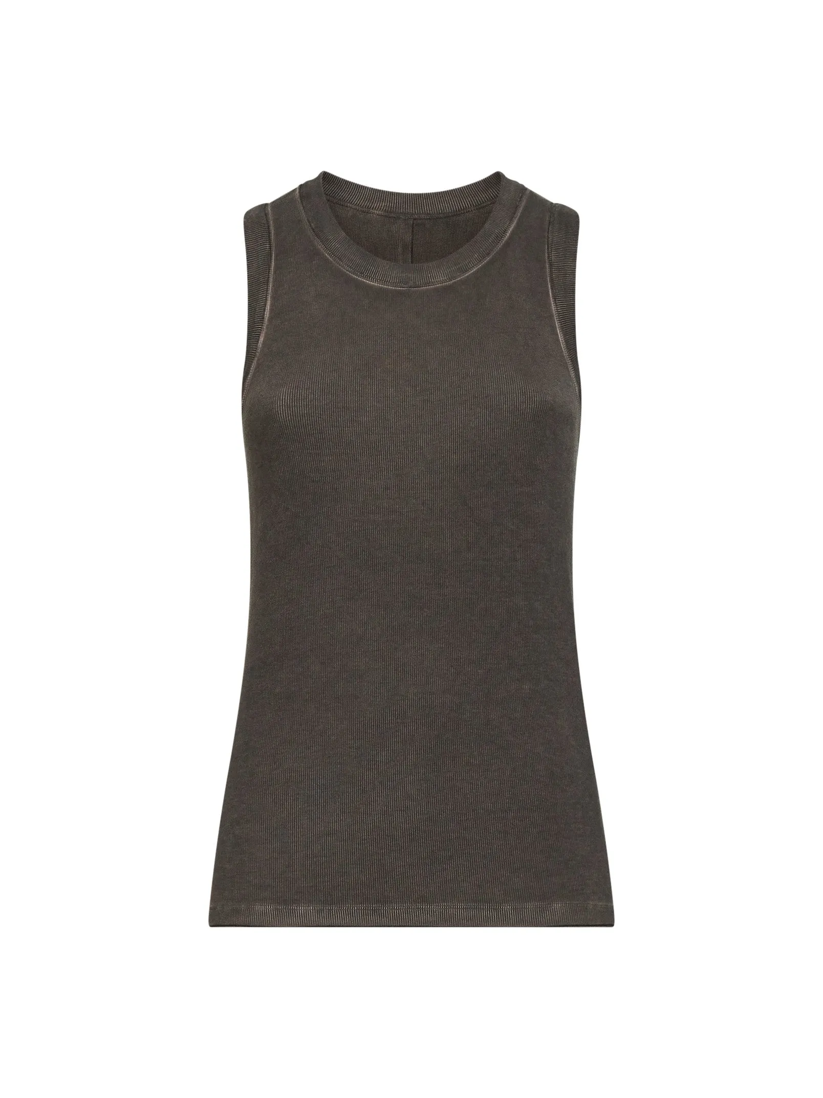 Grey Brown Washed Ribbed Jersey Top sold by Lord & Taylor