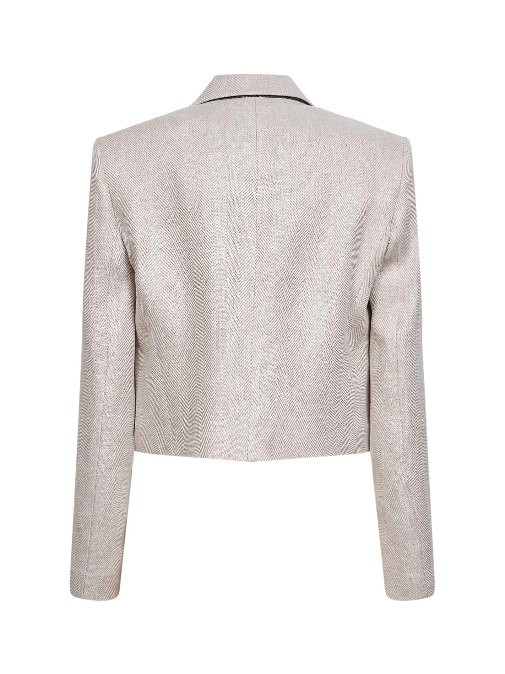 Cropped Chevron Jacket Beige Linen sold by Lord & Taylor product image thumbnail 2