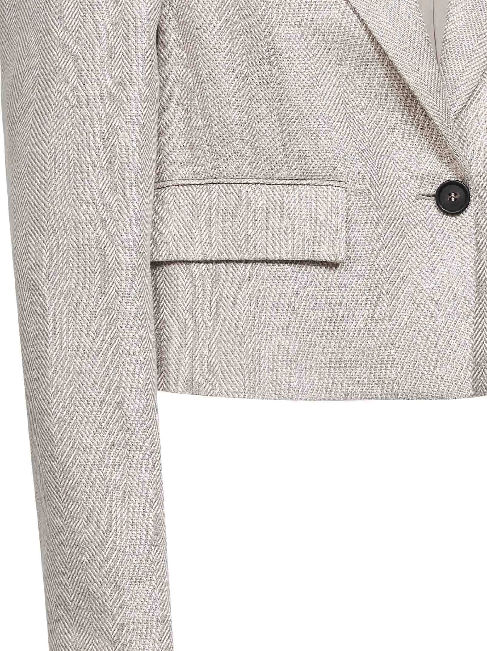 Cropped Chevron Jacket Beige Linen sold by Lord & Taylor product image thumbnail 3