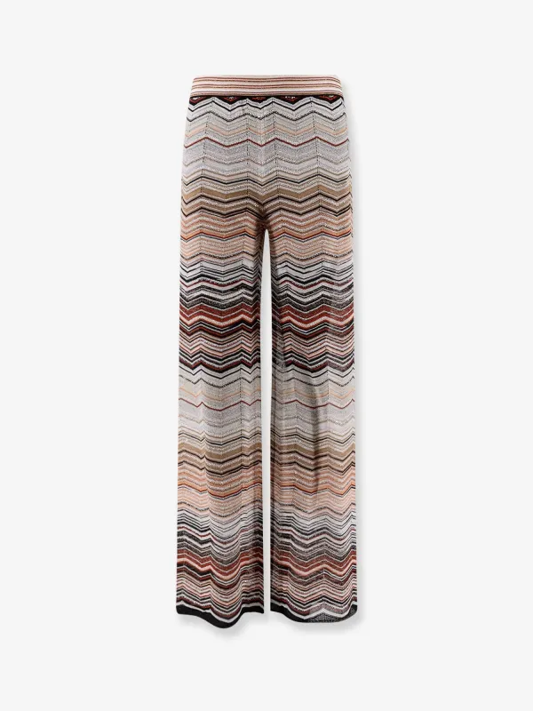 Viscose Trousers with Laminated Chevron Pattern made by Missoni