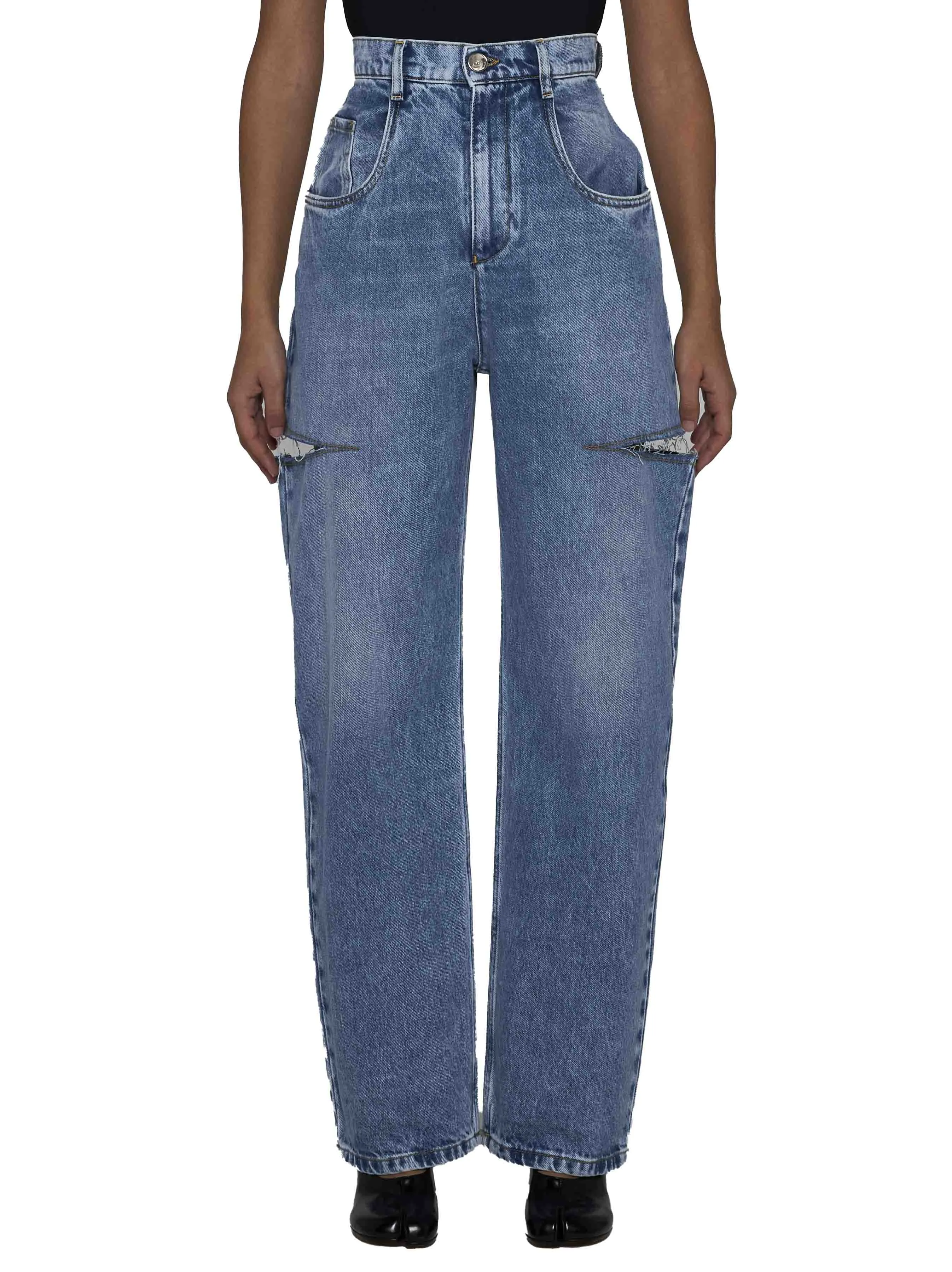 High-Waisted Wide-Leg Cut-Out Jeans sold by Lord & Taylor product image thumbnail 3