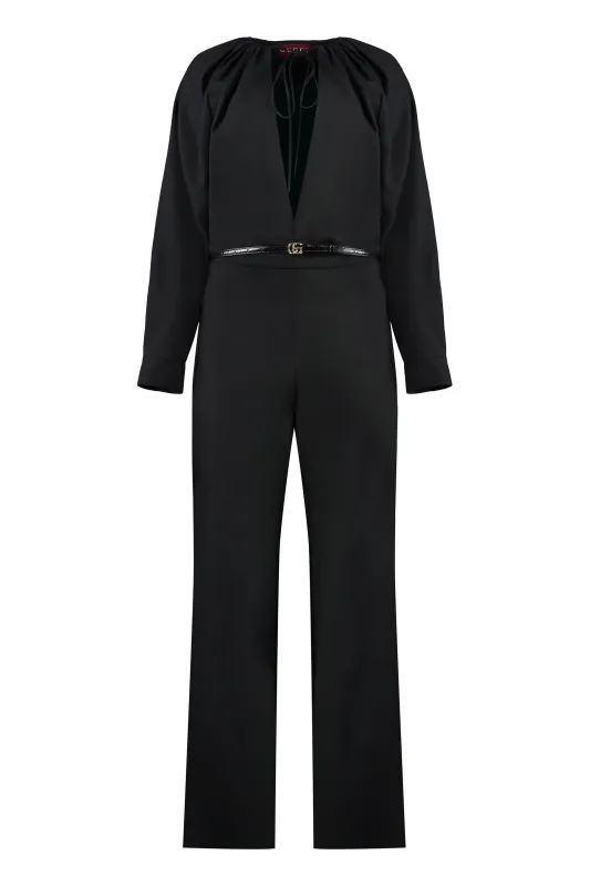 Wool Jumpsuit with Bow Fastening made by Gucci