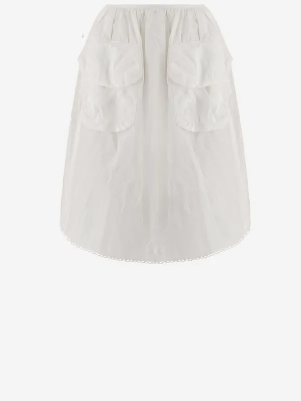 Cotton and Linen Skirt with Front Pockets made by Miu Miu