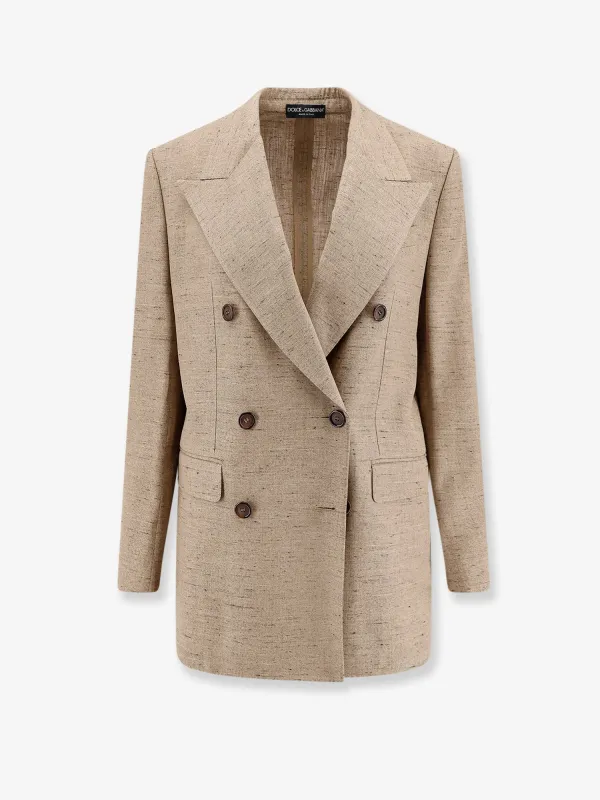 Blazer Beige Viscose-Linen made by Dolce & Gabanna