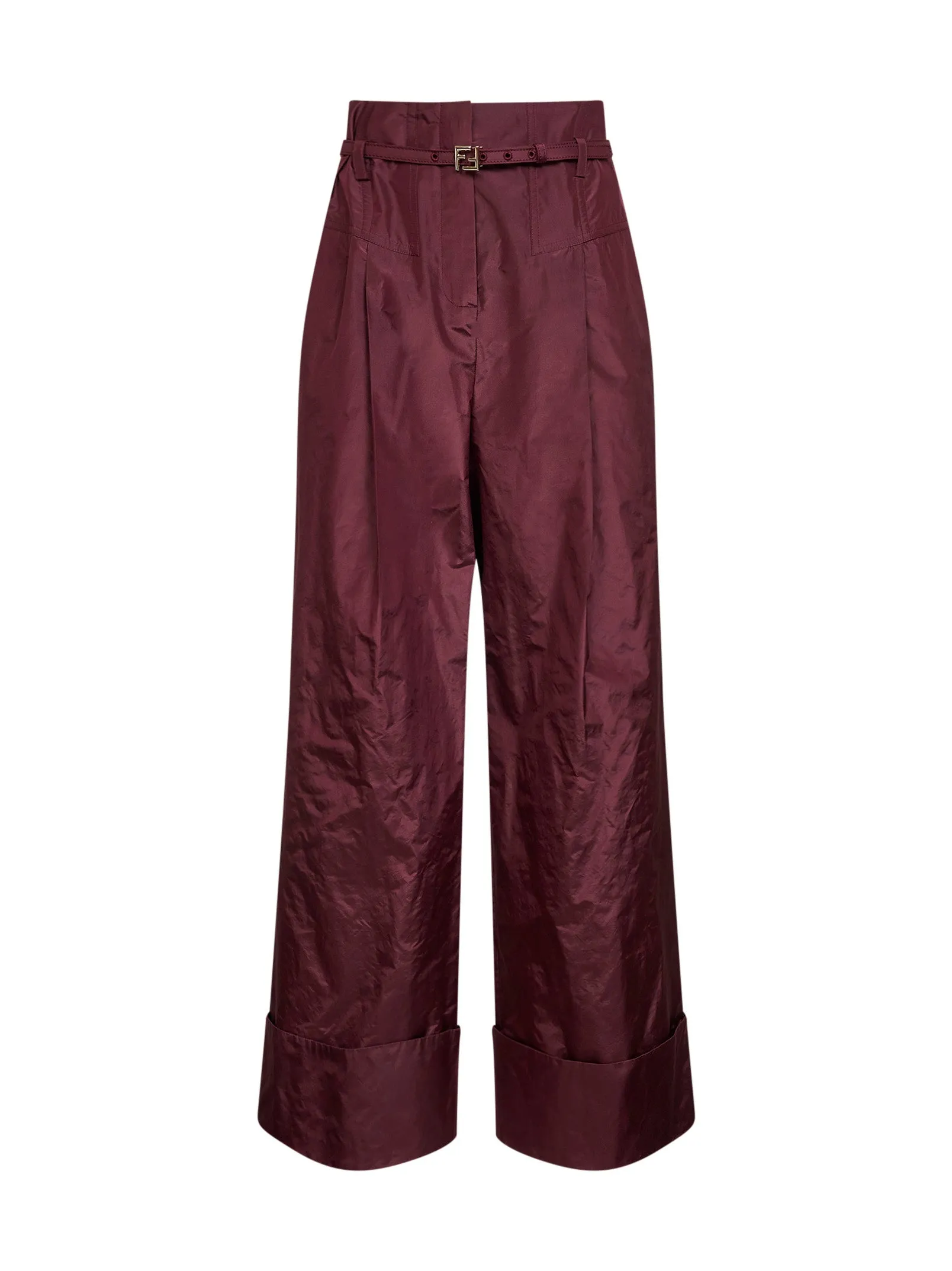 Burgundy Silk Taffeta High-Rise Trousers sold by Lord & Taylor