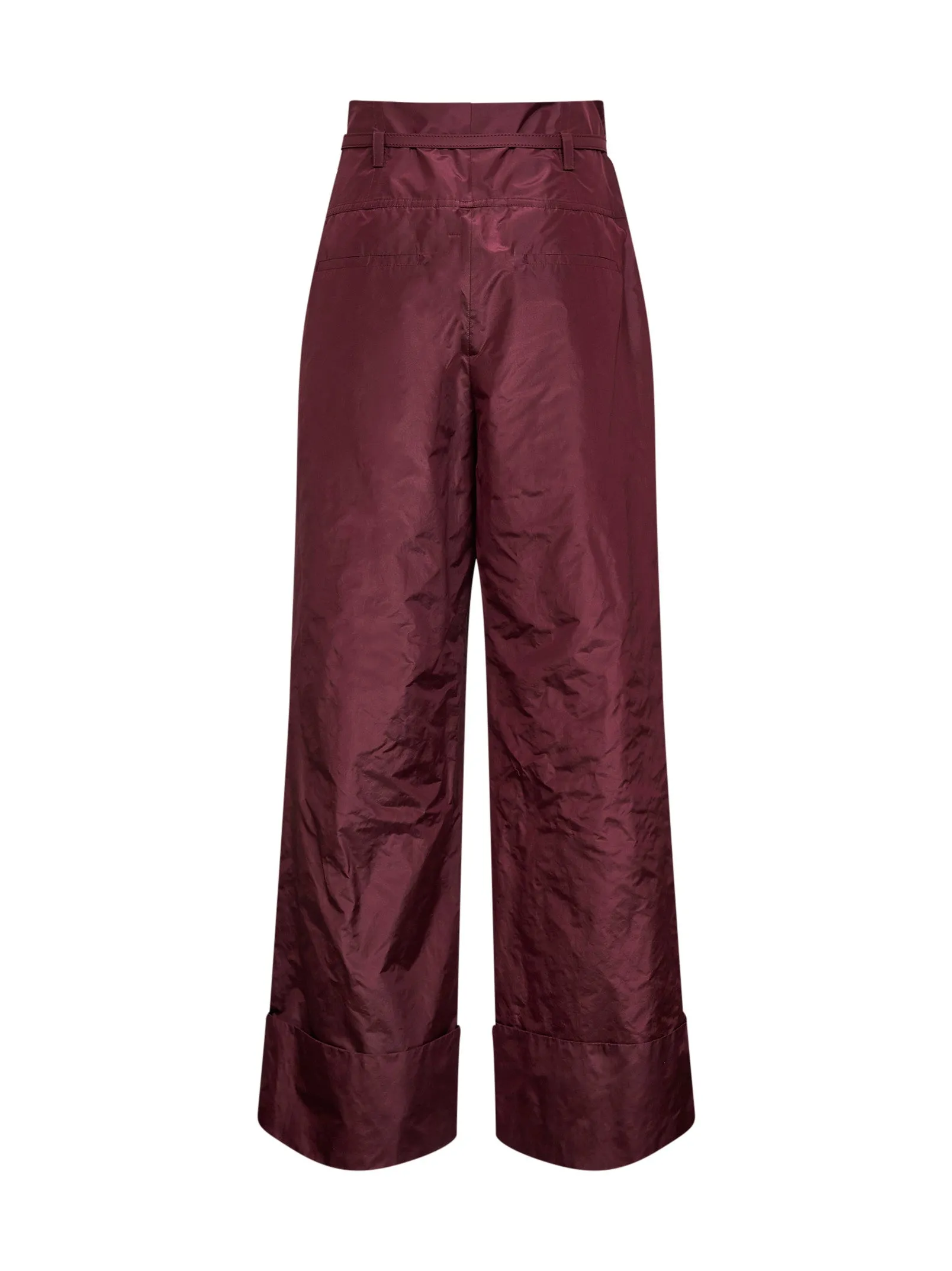 Burgundy Silk Taffeta High-Rise Trousers sold by Lord & Taylor product image thumbnail 2