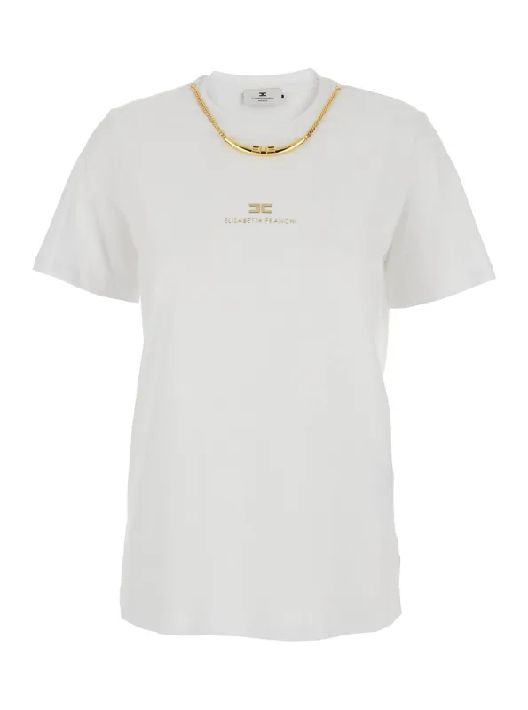 White T-Shirt with Metallic Logo made by Lord & Taylor