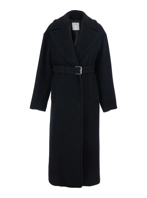 Black Wool Coat with Classic Lapels made by Sportmax