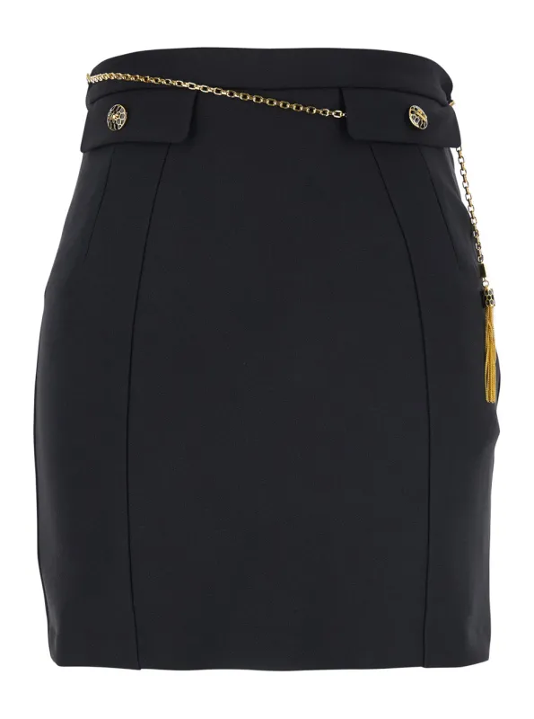 Black Skirt with Pendant and Patch Pockets made by Elisabetta Franchi