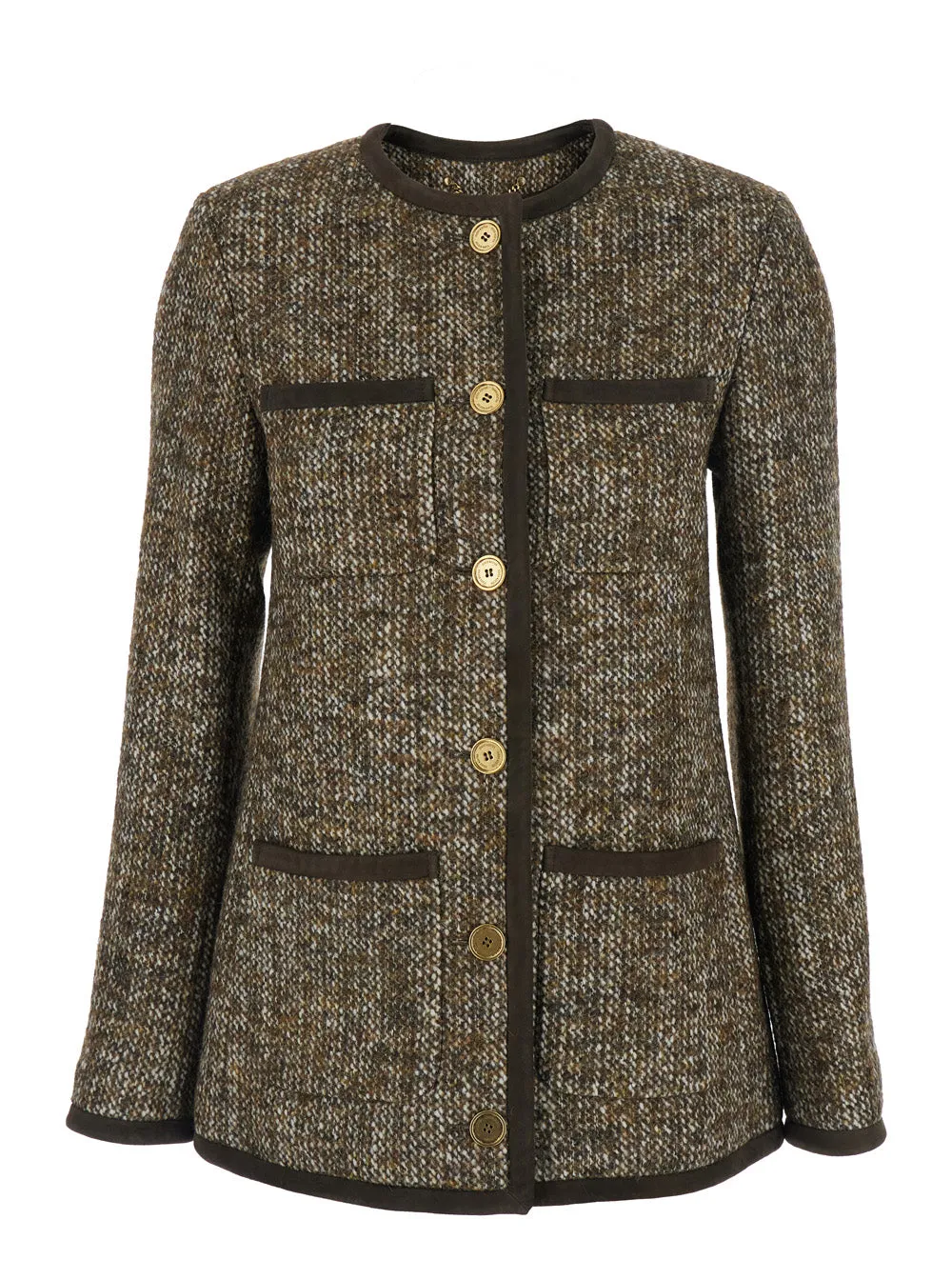 Brown Crew Neck Wool Blend Jacket sold by Lord & Taylor