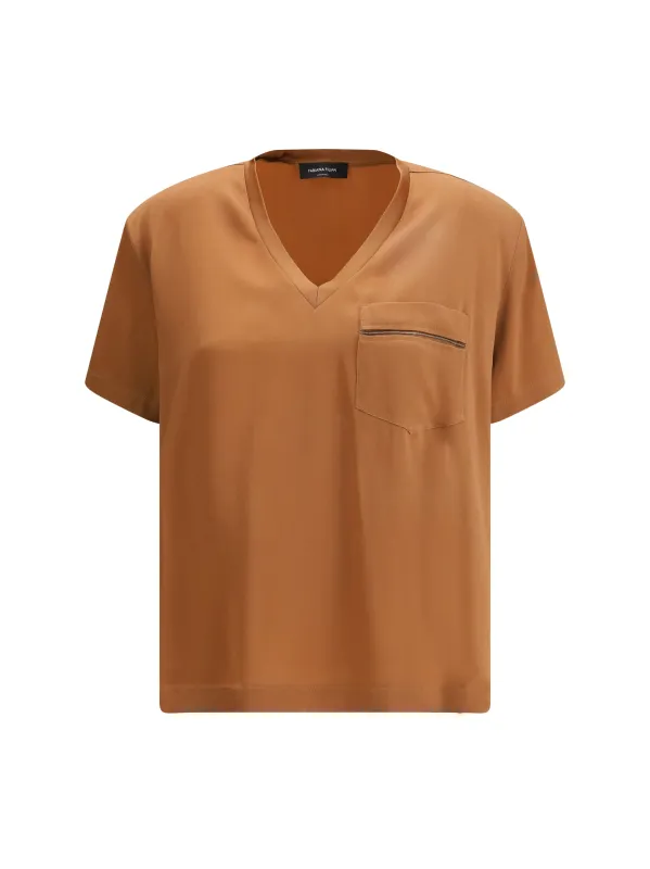 Short-Sleeved T-Shirt with V-Neck made by Fabiana Filippi
