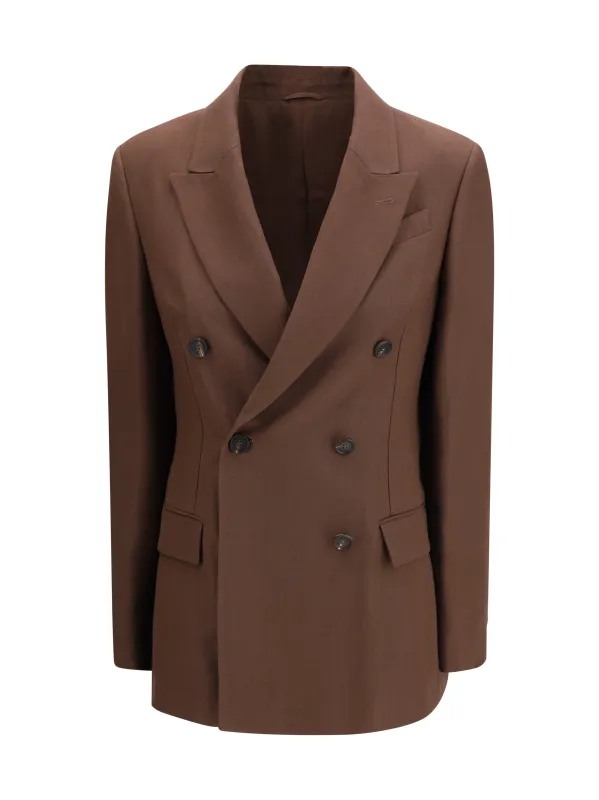 Double-Breasted Blazer Cocoa made by Brunello Cucinelli