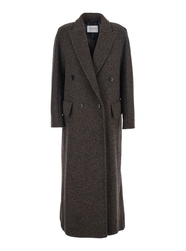 Brown Double-Breasted Coat with Peak Revers made by MaxMara